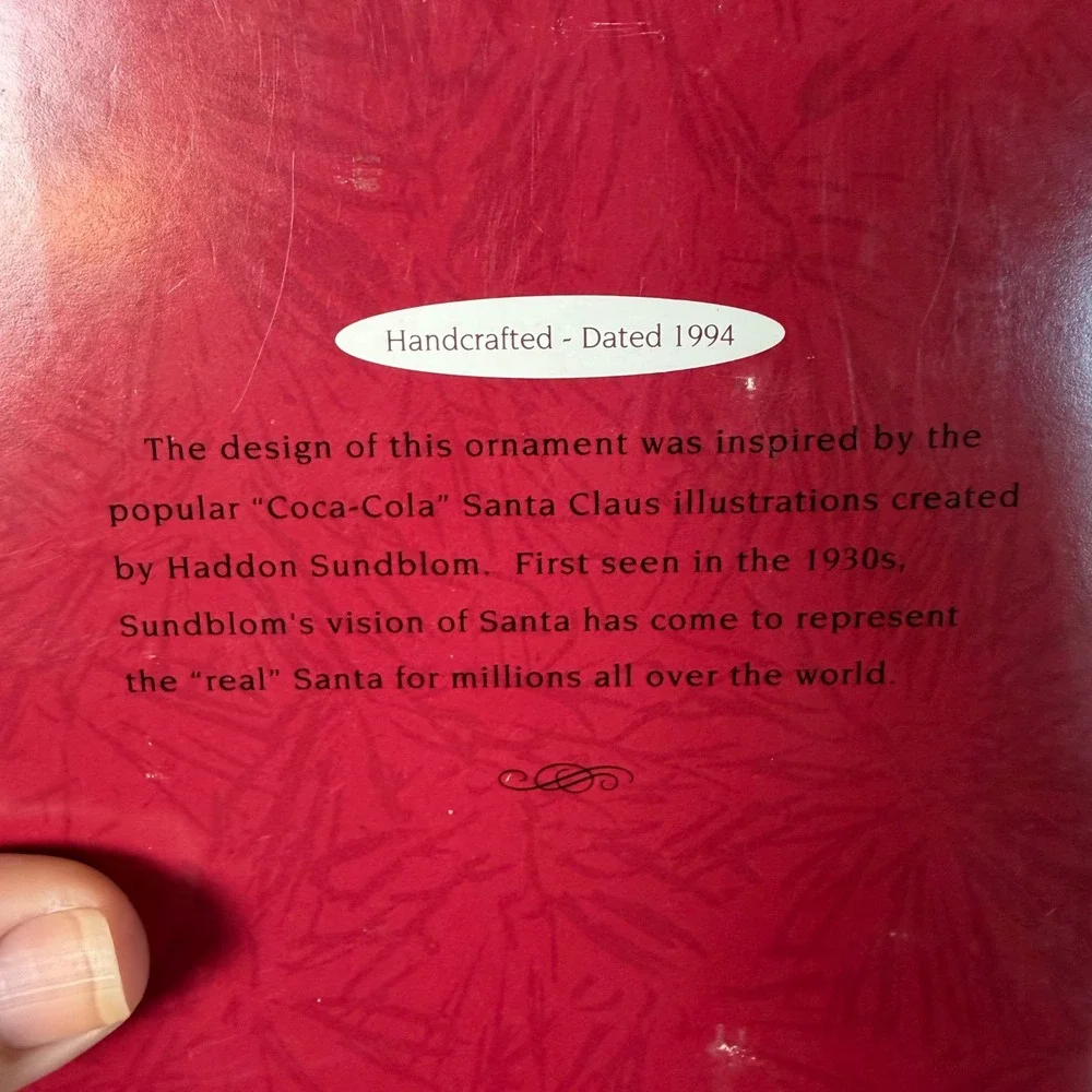 Hallmark Keepsake Ornament 1994 Coca-Cola Santa Relaxing Moment with Box
